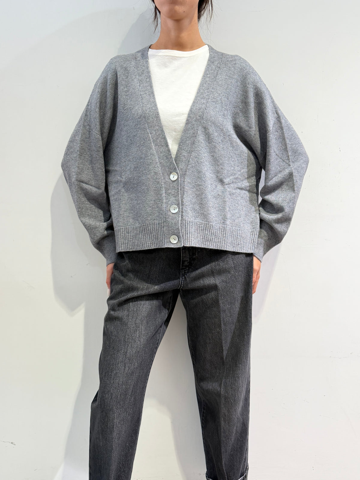 Haveone - Cardigan tre bottoni grigio
