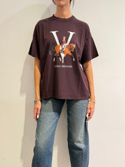 Vicolo - T-Shirt over stampa cavallo bordeaux