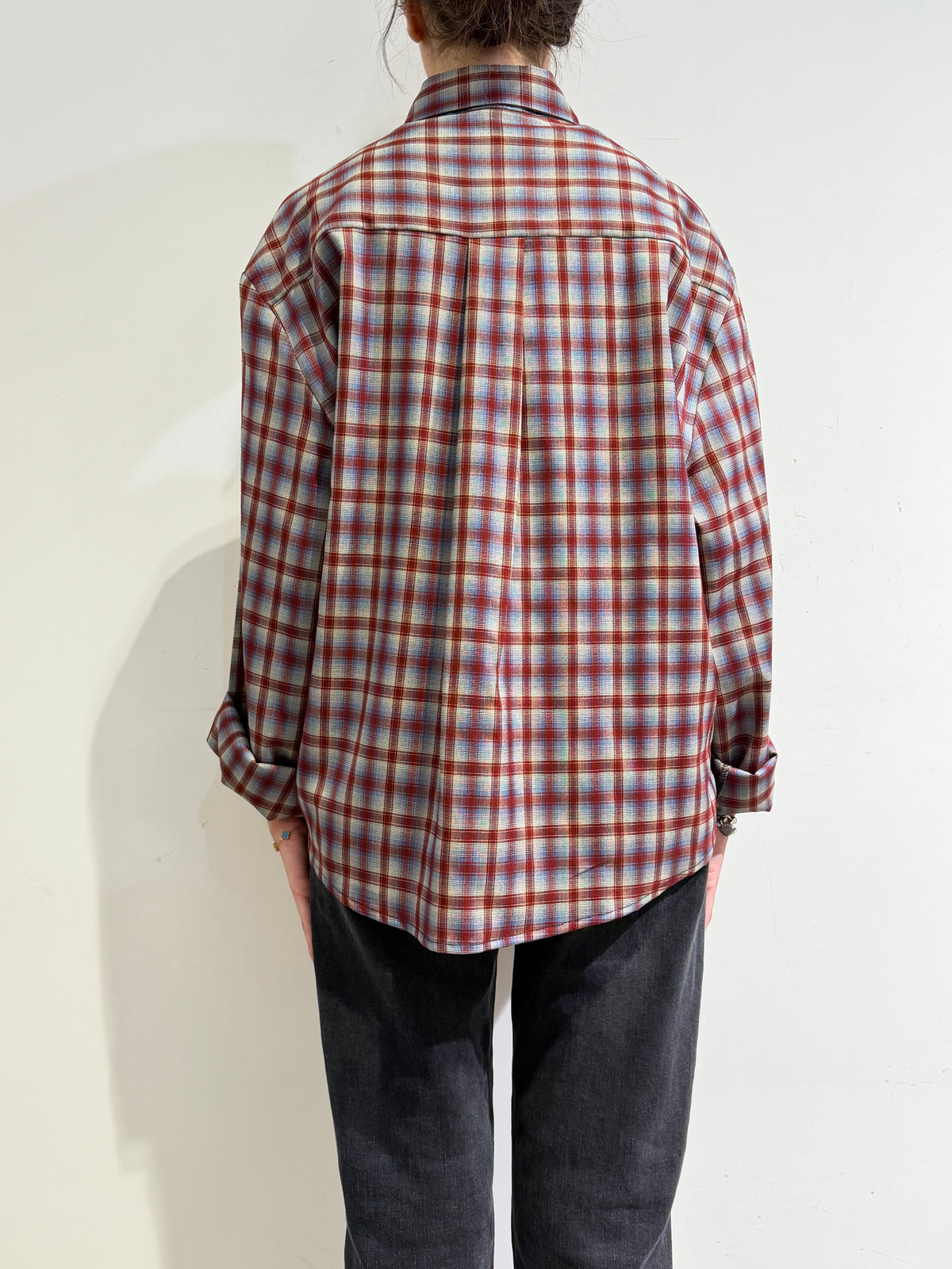 Haveone - Camicia over check bordeaux e celeste