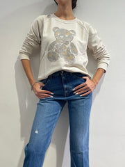 Vicolo - Felpa con orsetto strass avorio