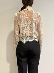 Motel - Blusa in pizzo panna