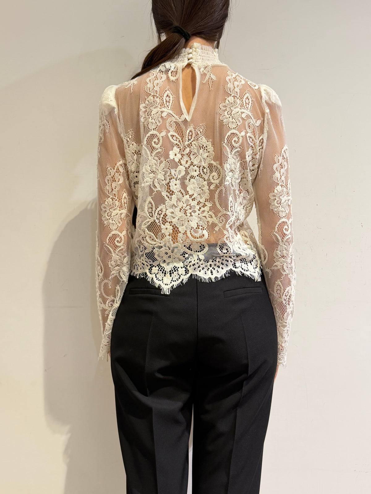 Motel - Blusa in pizzo panna
