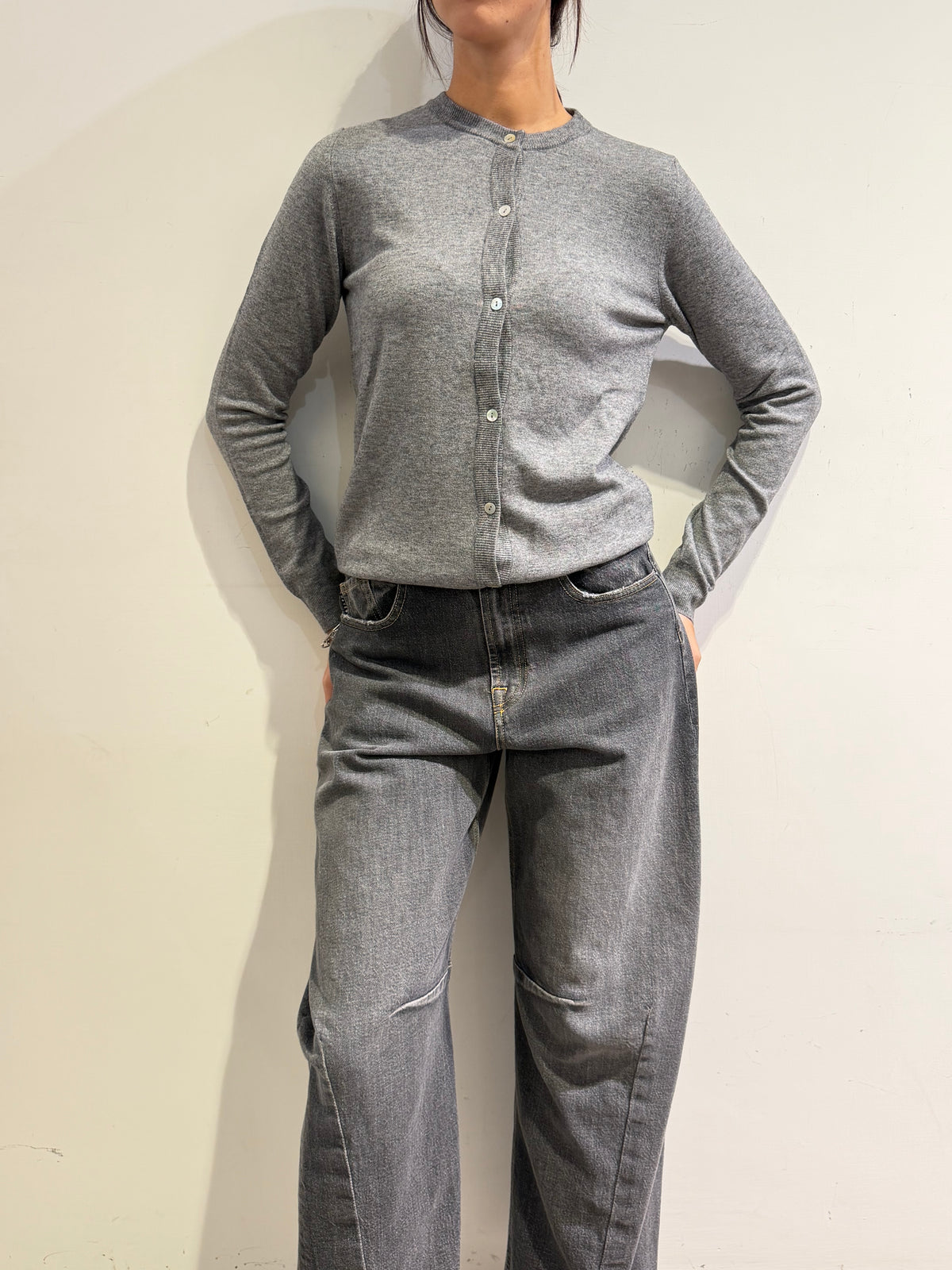 Haveone - Cardigan golfino grigio