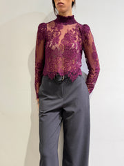 Motel - Blusa in pizzo magenta