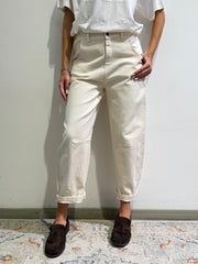 Motel - Pantalone barrel panna
