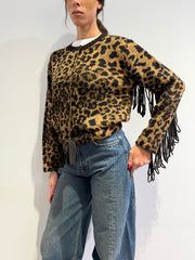 Vicolo - Cardigan con frange fantasia animalier