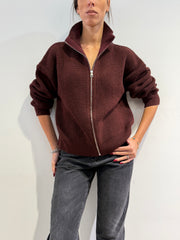 Vicolo - Cardigan con zip bordeaux