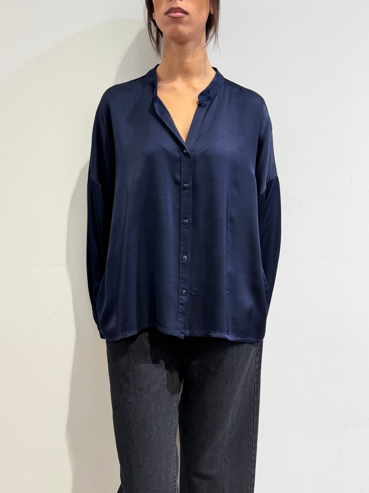 Motel - Camicia in satin blu