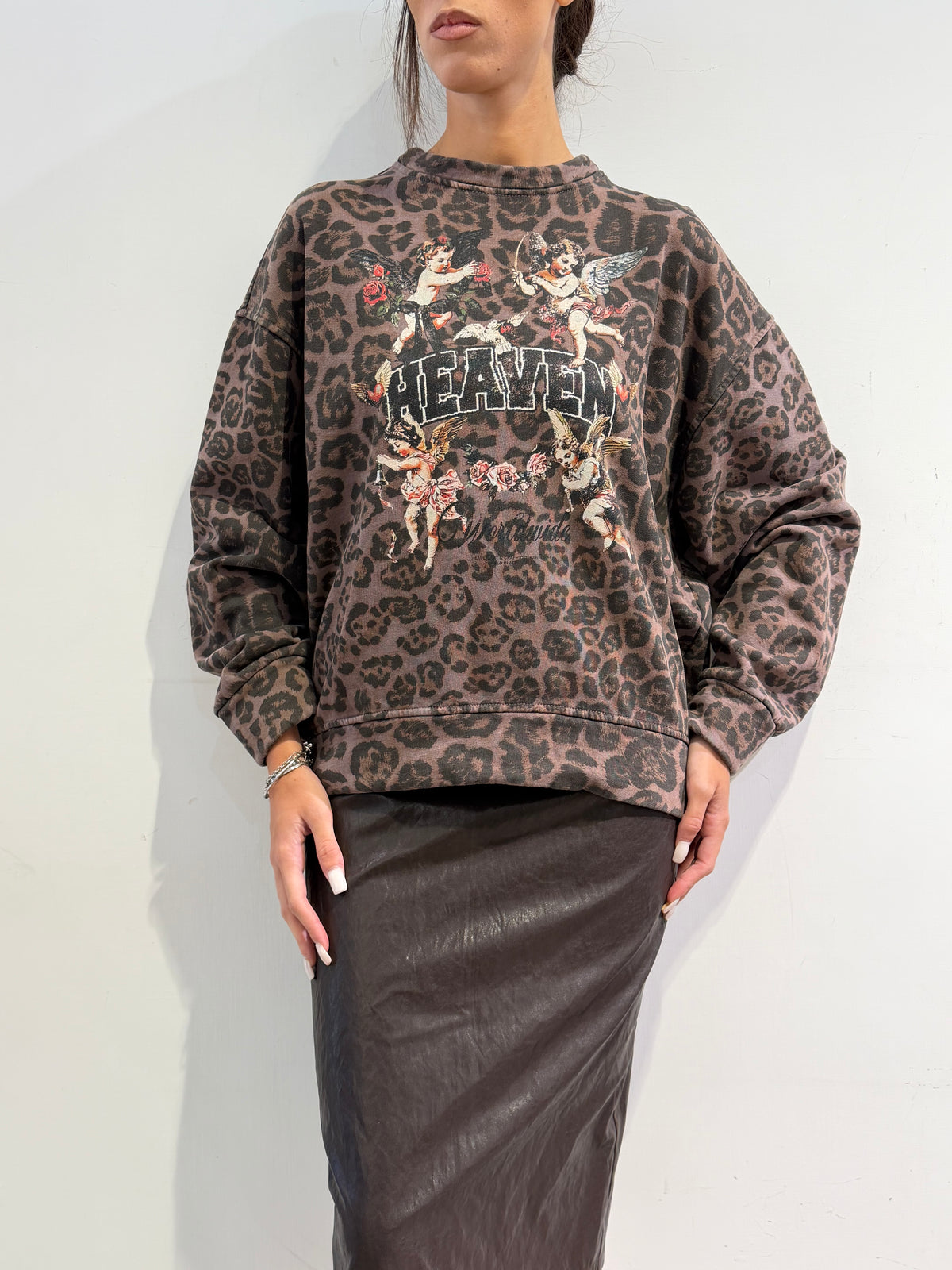 Tensione In - Felpa animalier stampa angeli