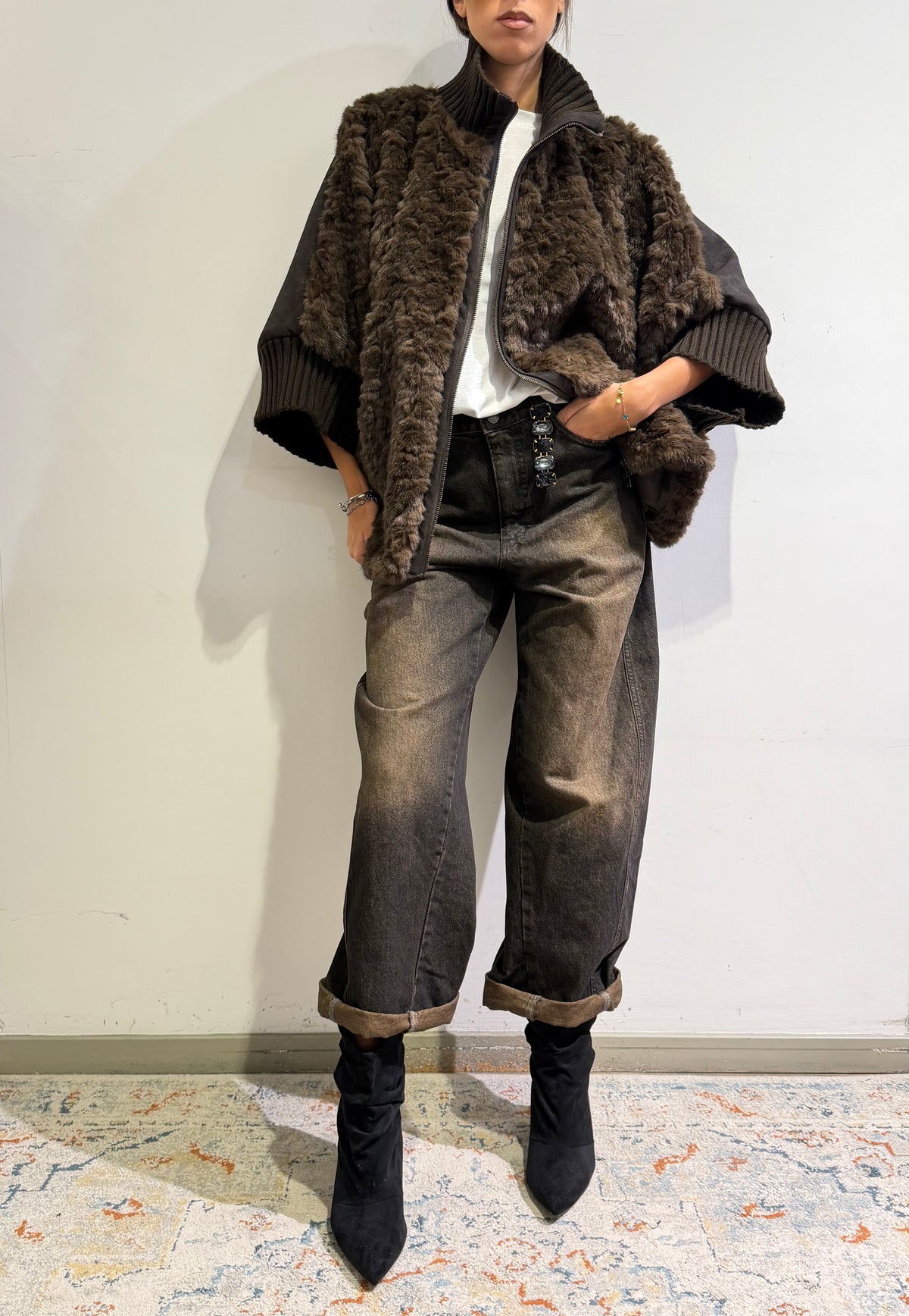 Souvenir - Bomber in ecopelliccia moro