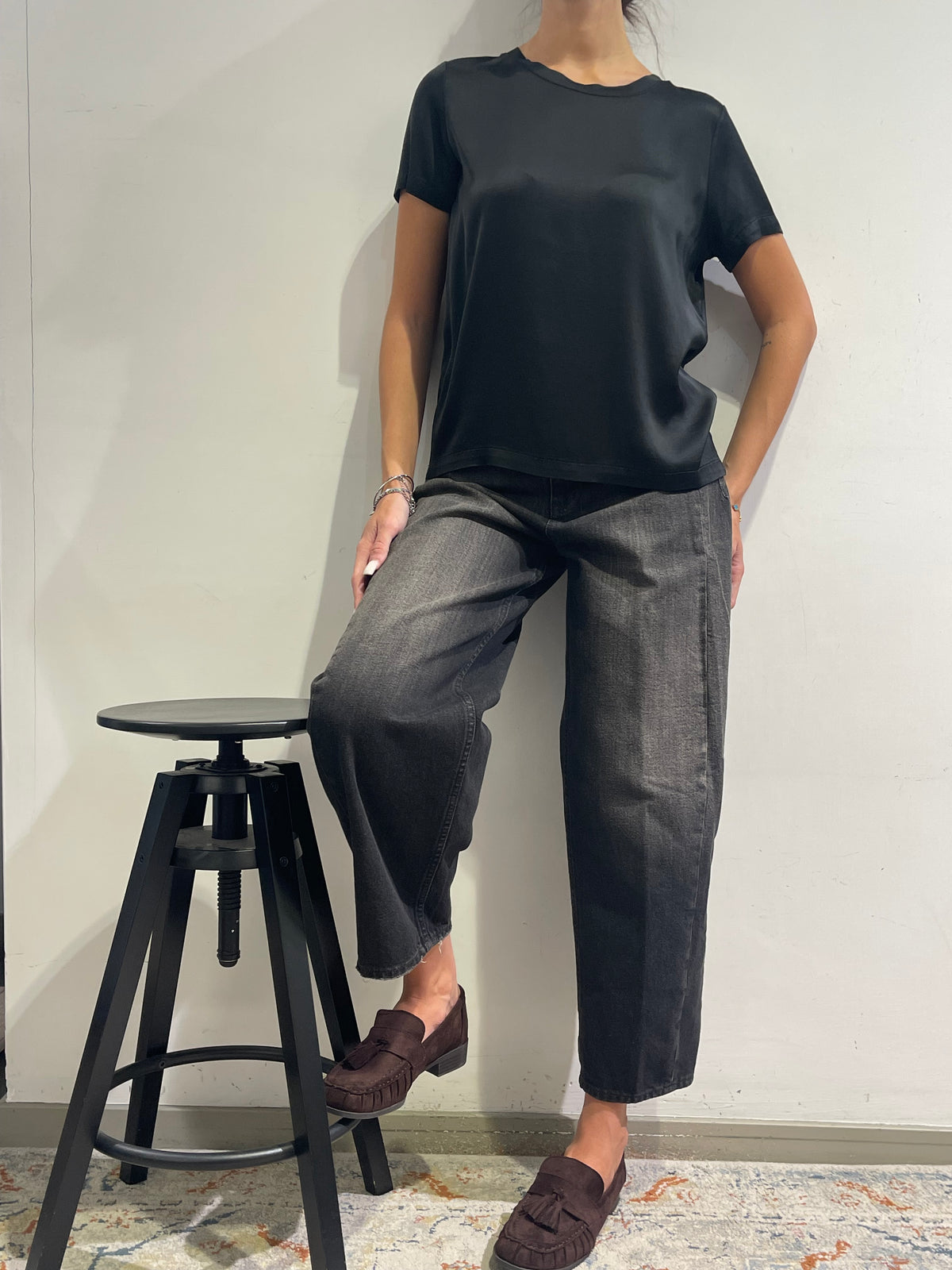 Vicolo - T-shirt satin nero