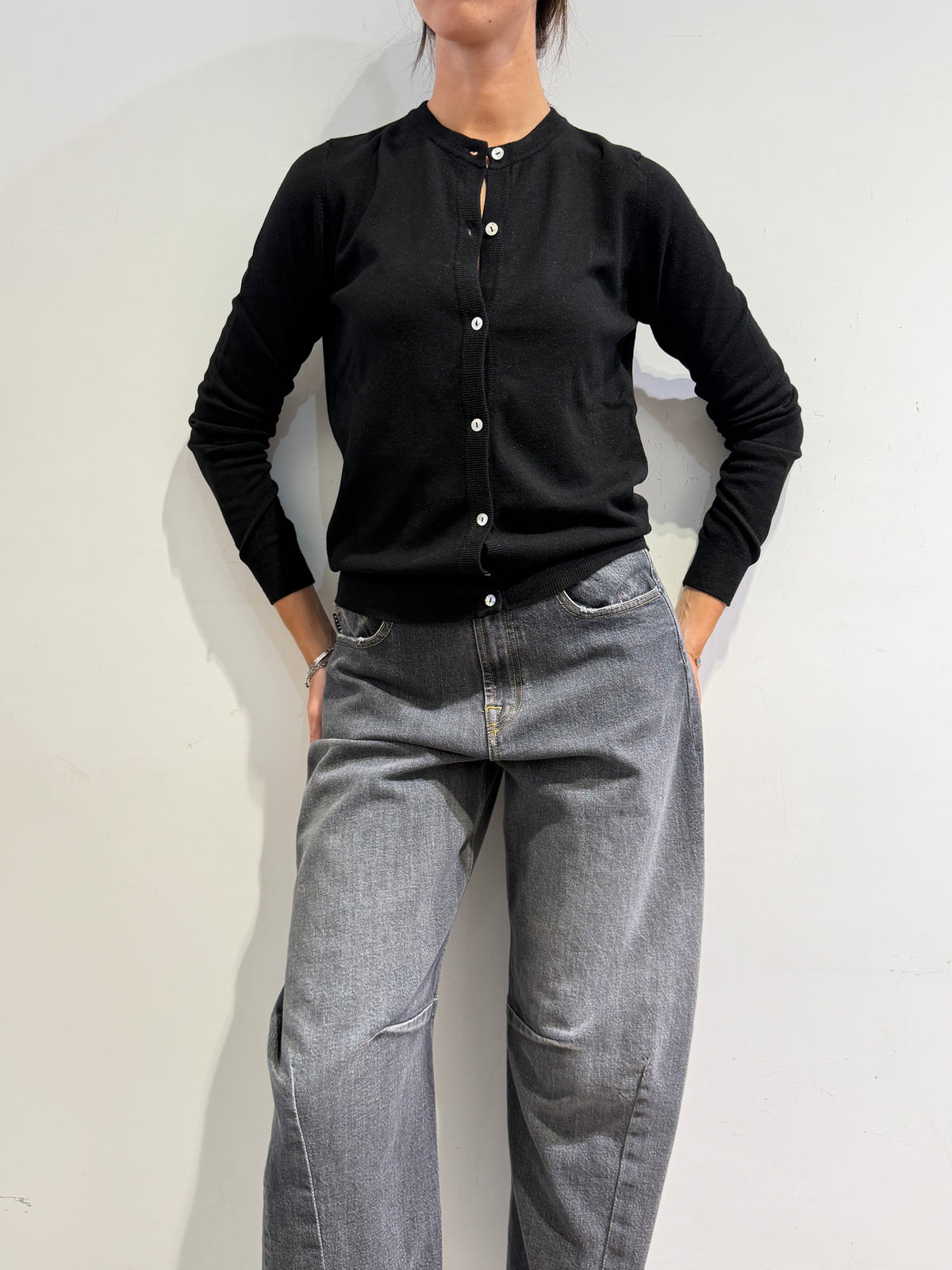 Haveone - Cardigan golfino nero