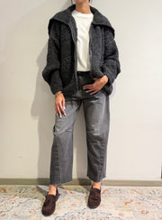 Kontatto - Giacca bouclé con zip antracite