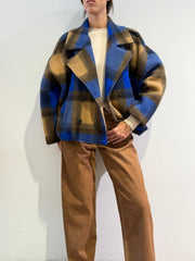 Haveone - Giacca cappotto check blu royal
