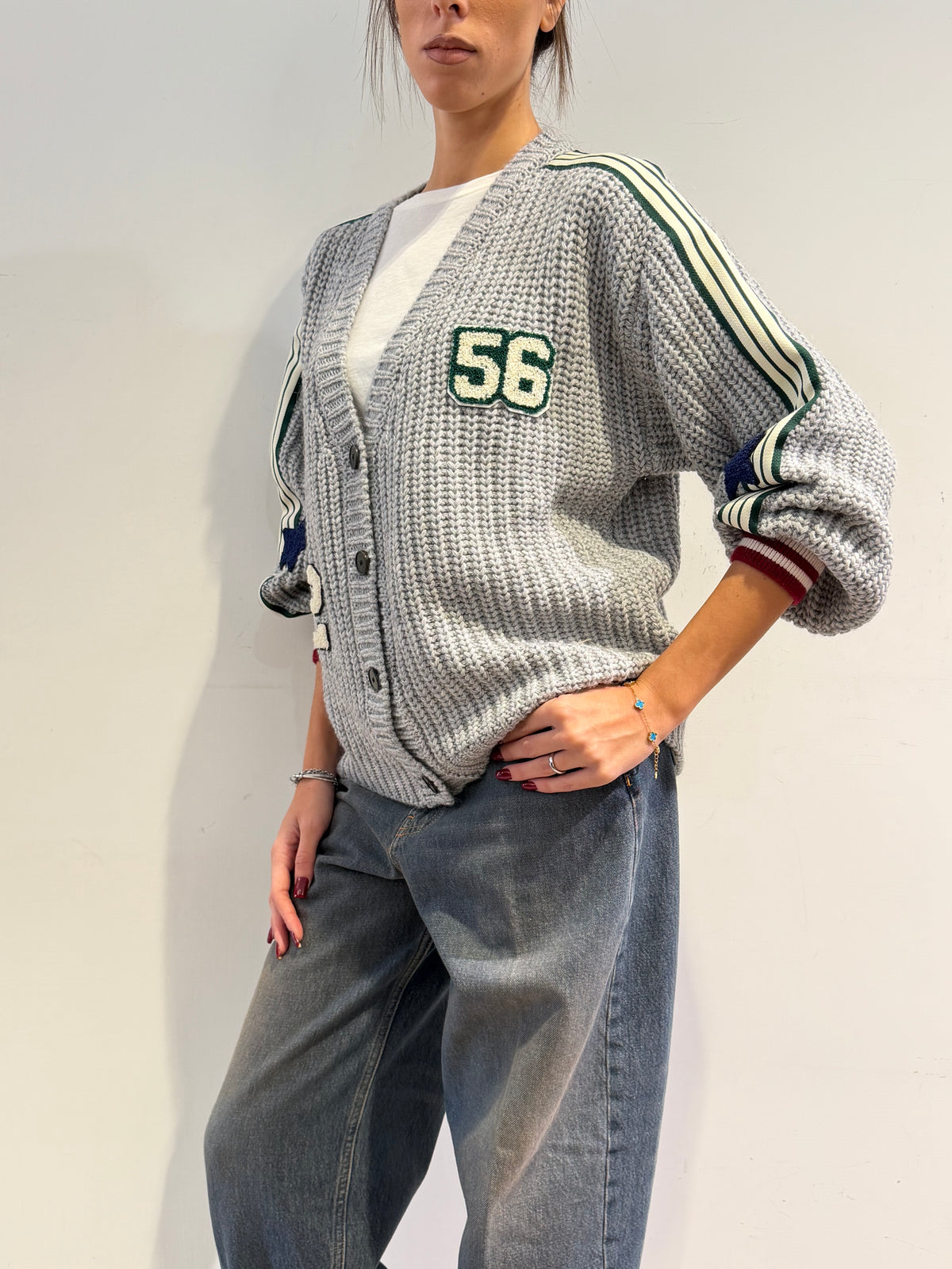 Vicolo - Cardigan con patch grigio