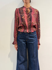 Motel - Blusa crop fantasia cashmere rosa e viola