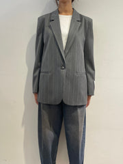 Vicolo - Giacca oversize gessata grigio