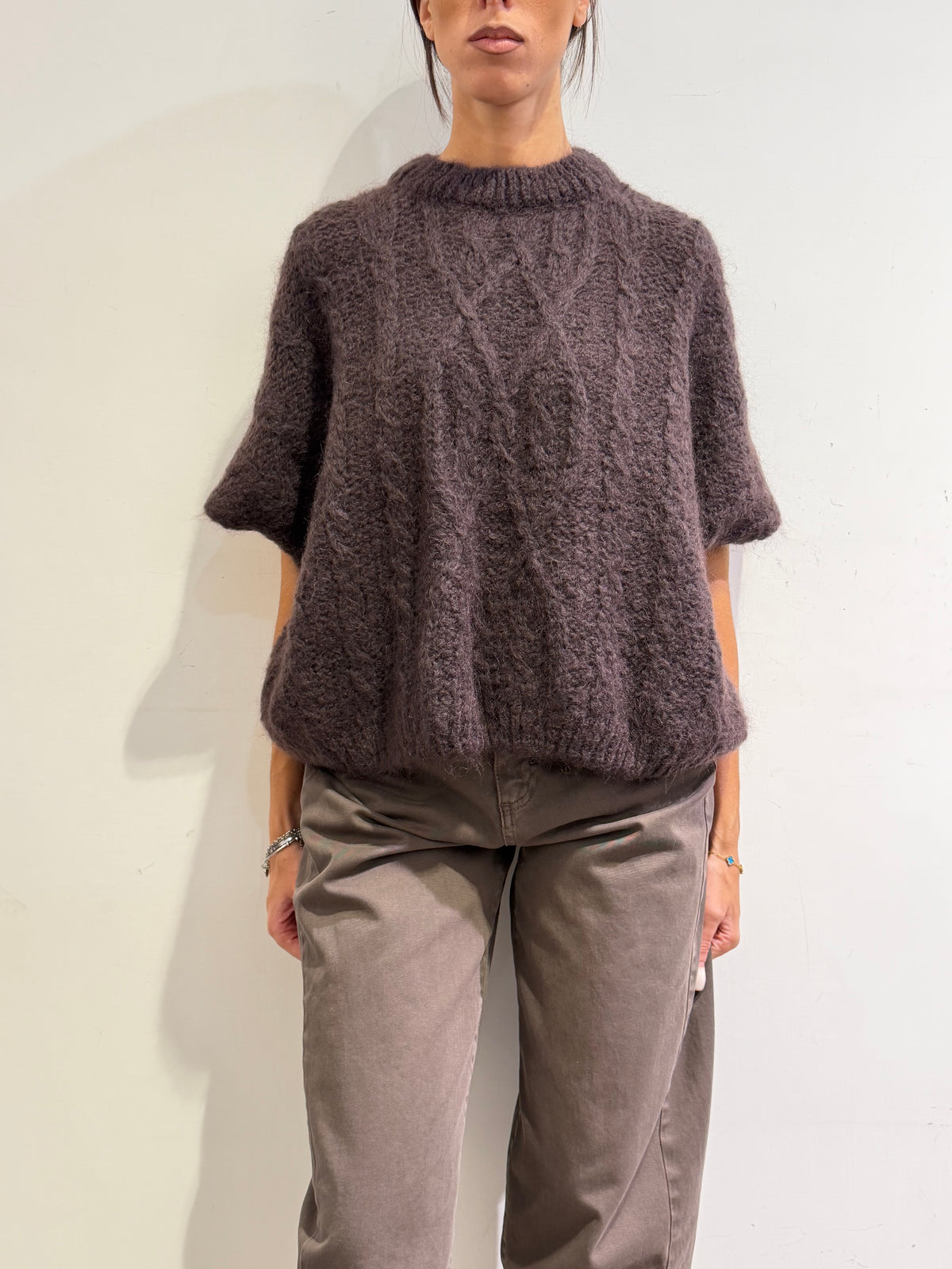 Souvenir - Maglia mohair con trecce moro