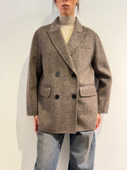 Vicolo - Giacca cappotto doppio petto fango
