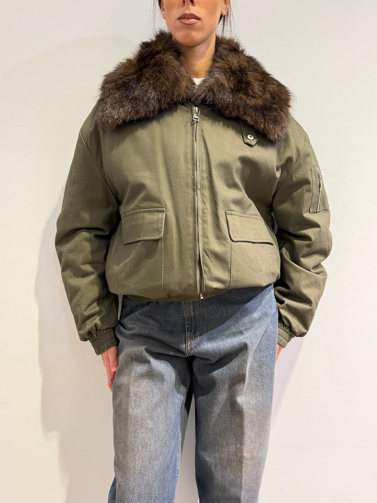 Le Streghe - Bomber con ecopelliccia militare