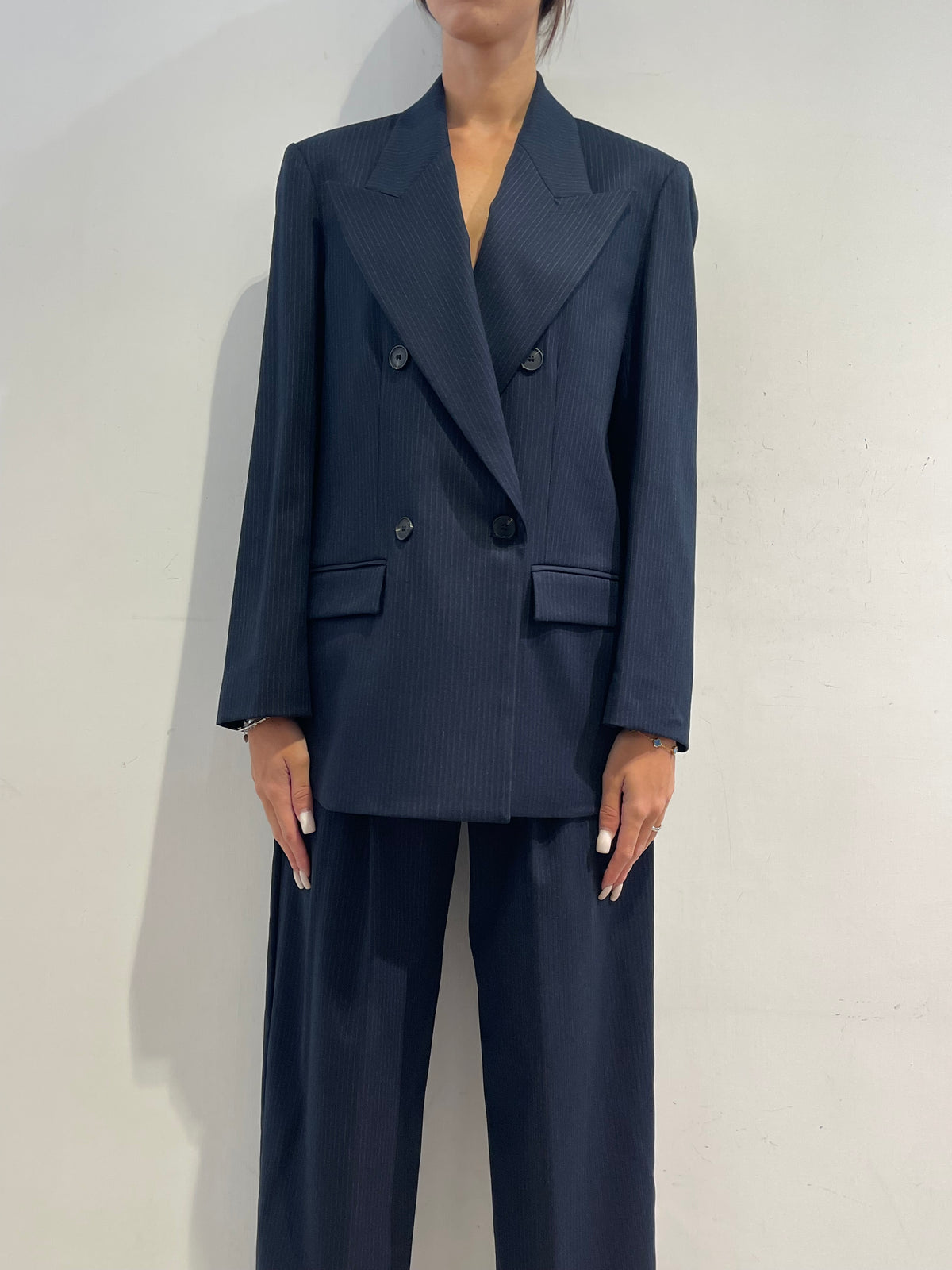 Kontatto - Tailleur doppio petto gessato blu