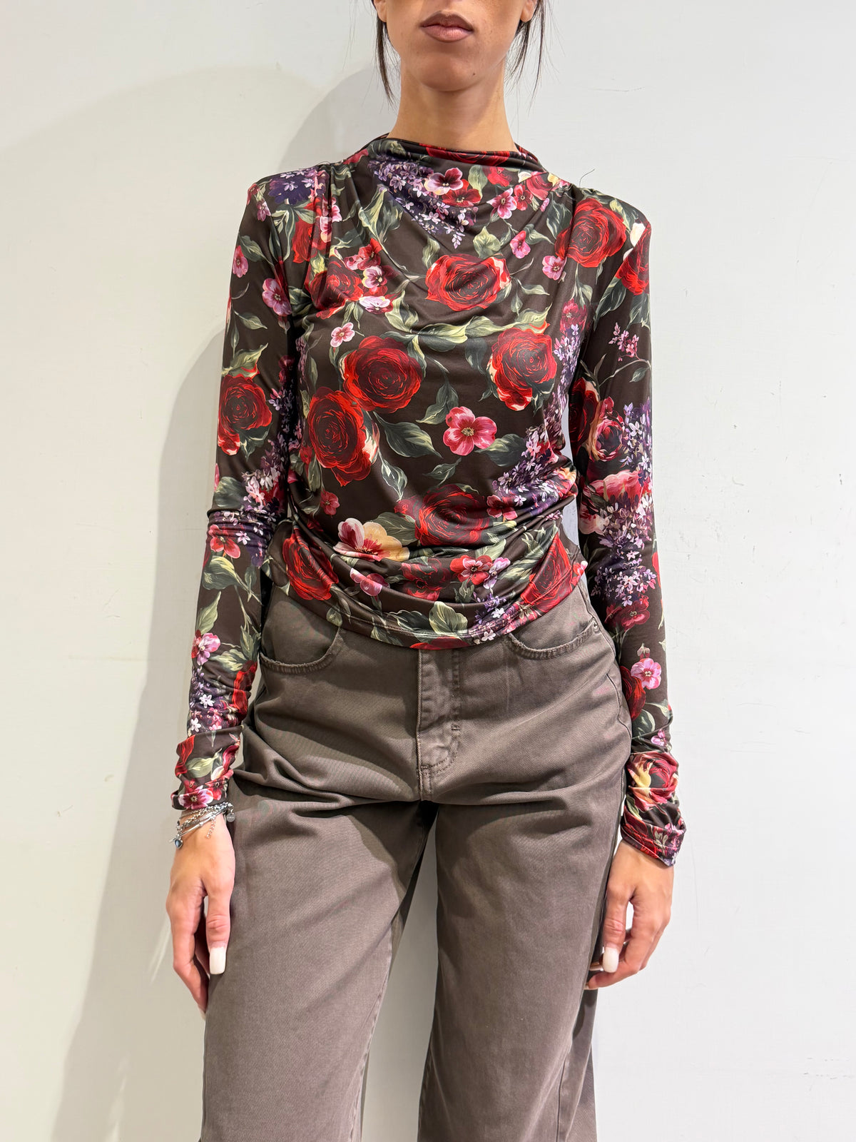 Haveone - Maglia fantasia floreale moro