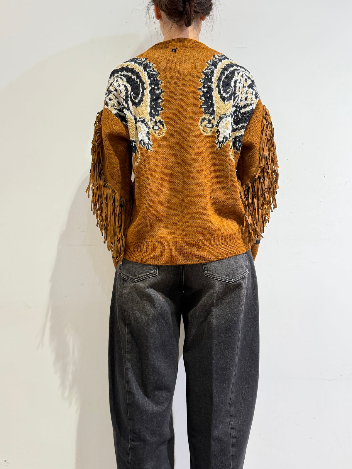 Dixie - Maglia con frange tabacco