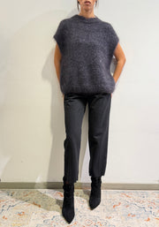 Souvenir - Maglia mohair con micro paillettes piombo
