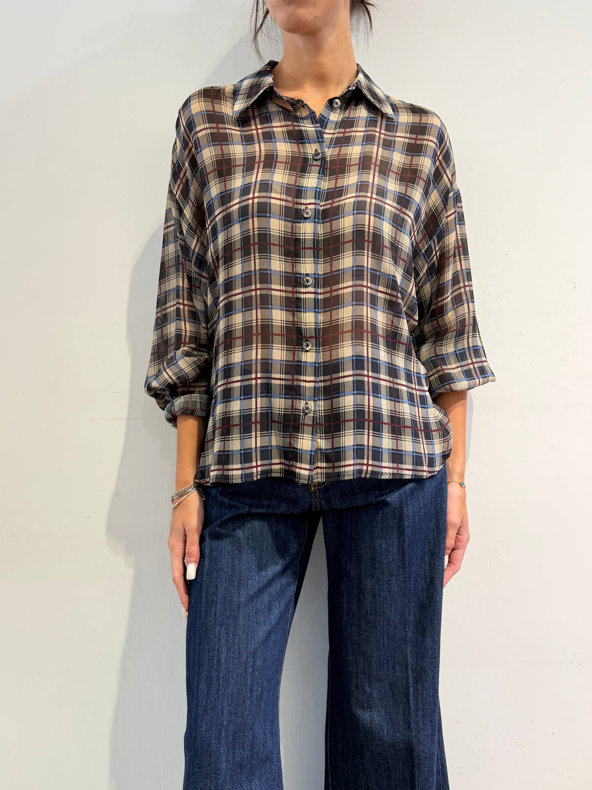 Motel - Camicia check beige