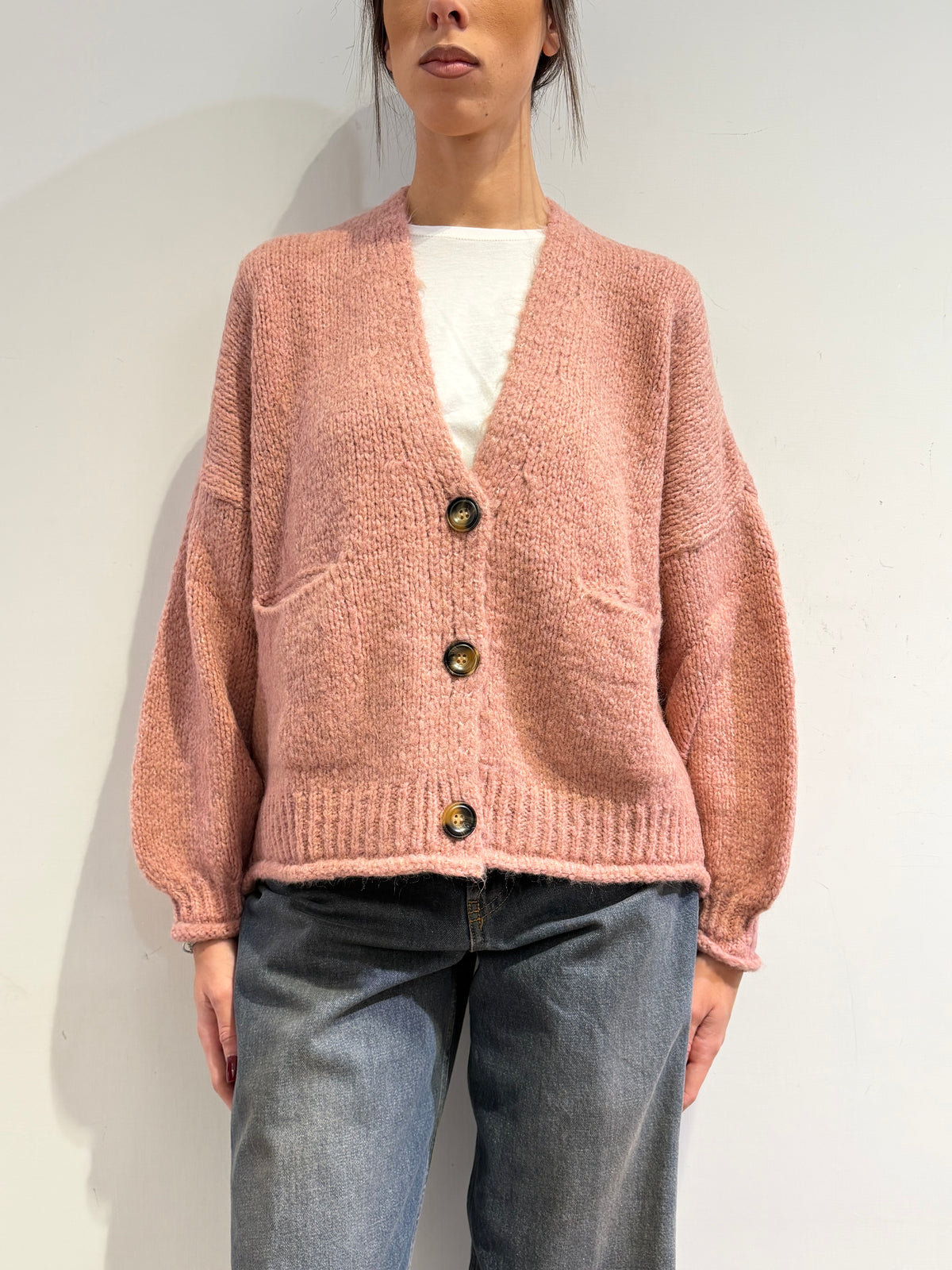 Haveone - Cardigan misto alpaca con tasche - Rosa