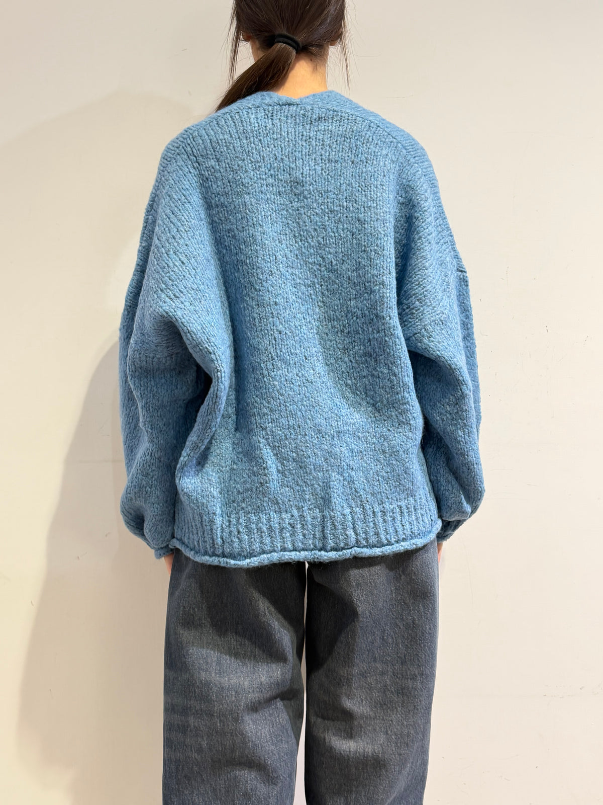 Haveone - Cardigan misto alpaca con tasche - Celeste