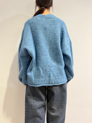 Haveone - Cardigan misto alpaca con tasche - Celeste