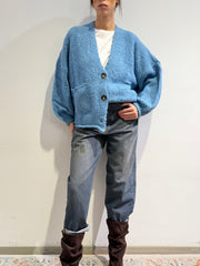 Haveone - Cardigan misto alpaca con tasche - Celeste