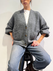Haveone - Cardigan misto alpaca con tasche - Grigio