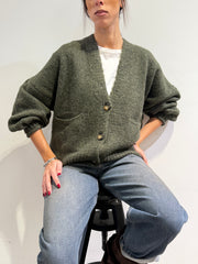 Haveone - Cardigan misto alpaca con tasche - Verde militare