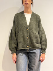 Haveone - Cardigan misto alpaca con tasche - Verde militare