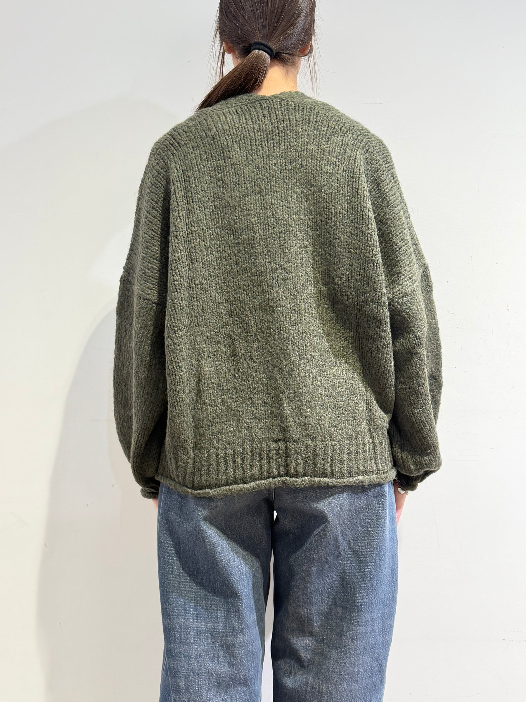 Haveone - Cardigan misto alpaca con tasche - Verde militare