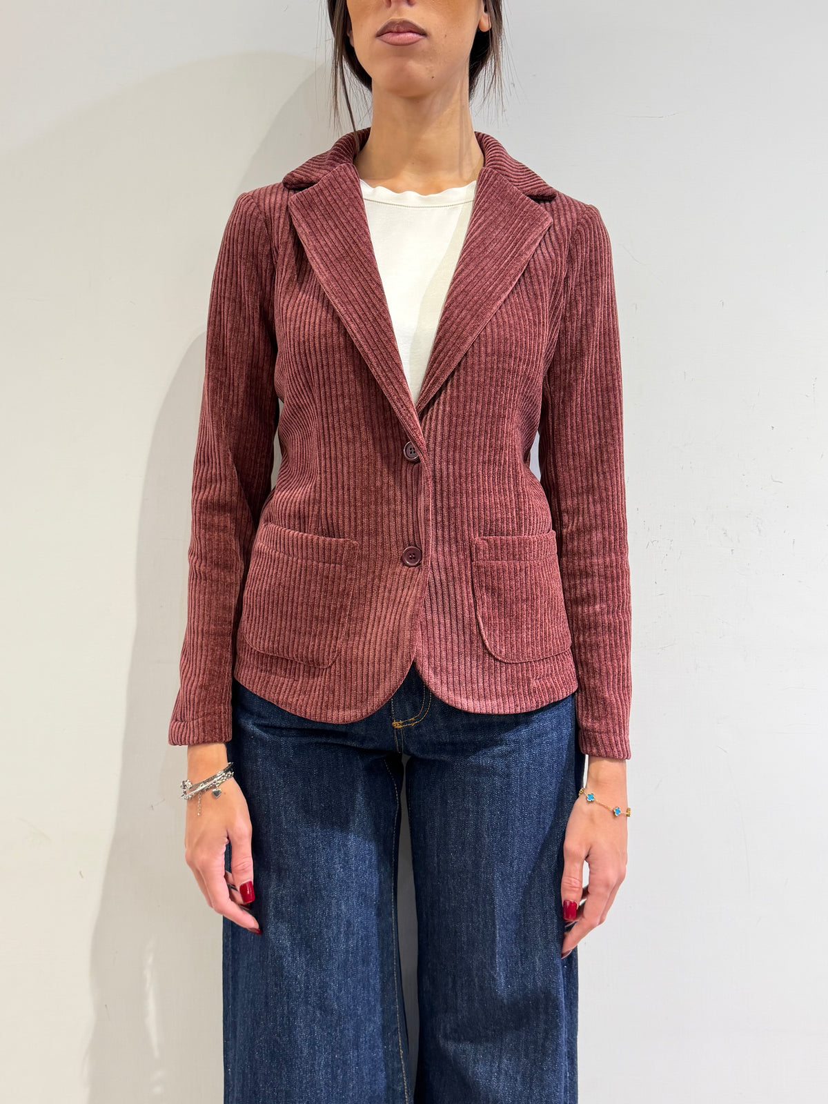 Dixie - Giacca ciniglia a costine bordeaux