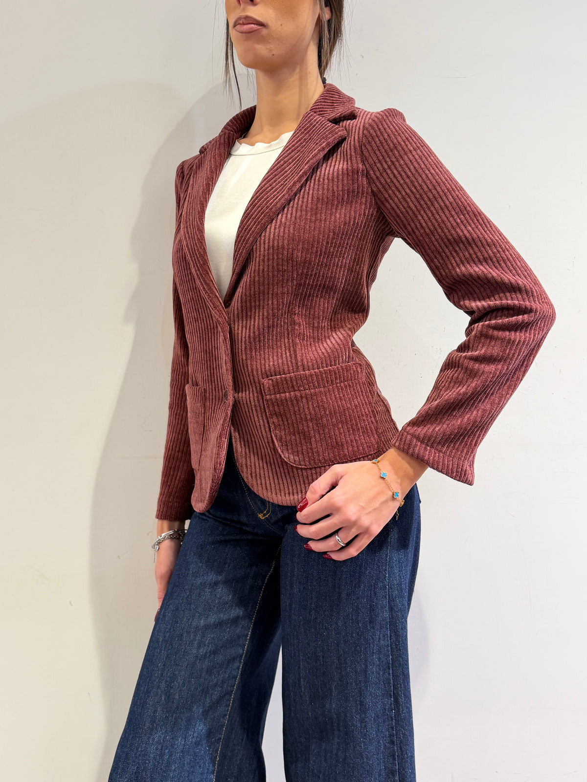 Dixie - Giacca ciniglia a costine bordeaux