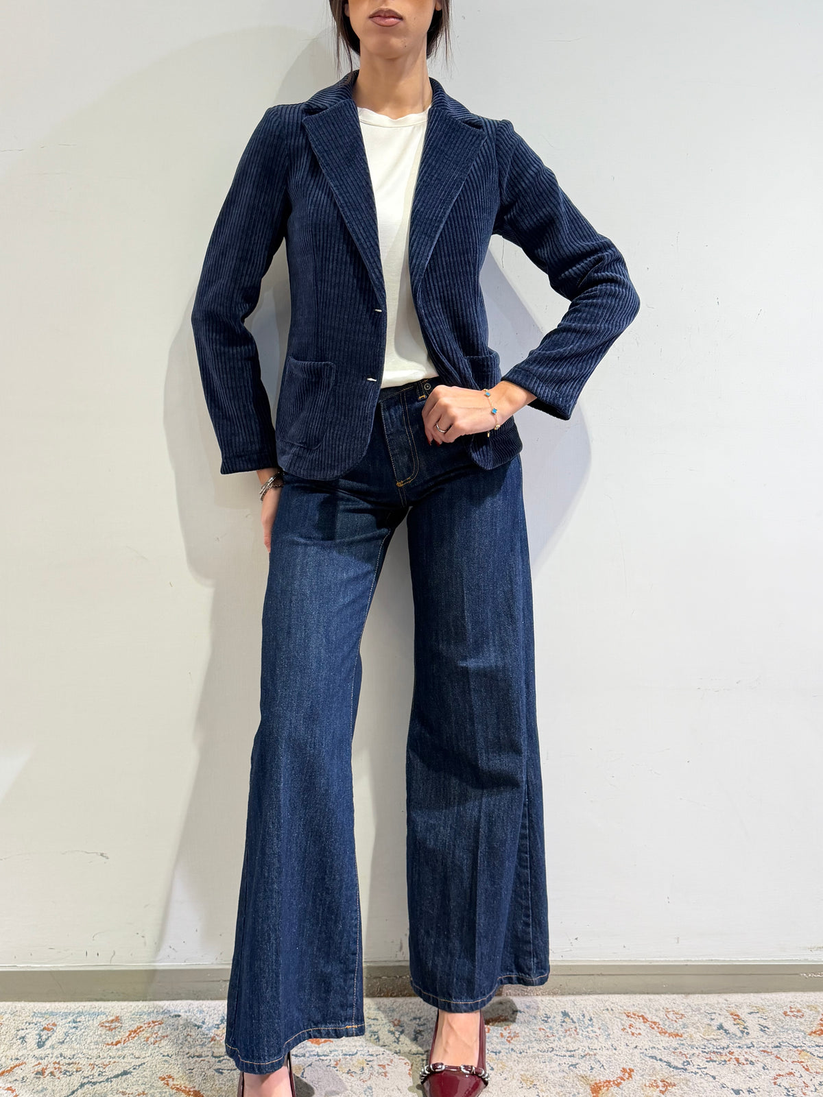 Dixie - Giacca ciniglia a costine blu