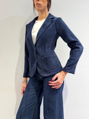 Dixie - Giacca ciniglia a costine blu