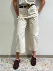Tensione In - Pantalone barrel con cintura panna