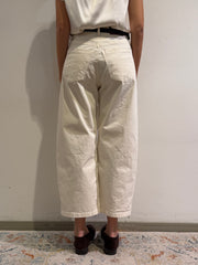 Tensione In - Pantalone barrel con cintura panna