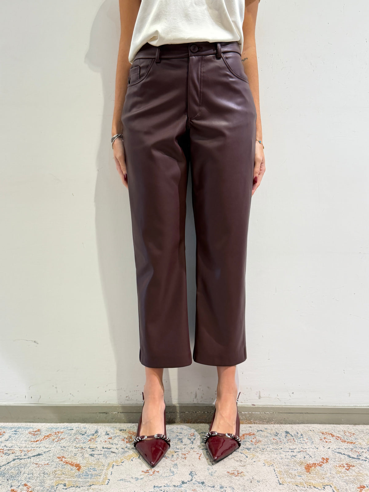 Motel - Pantalone ecopelle bordo