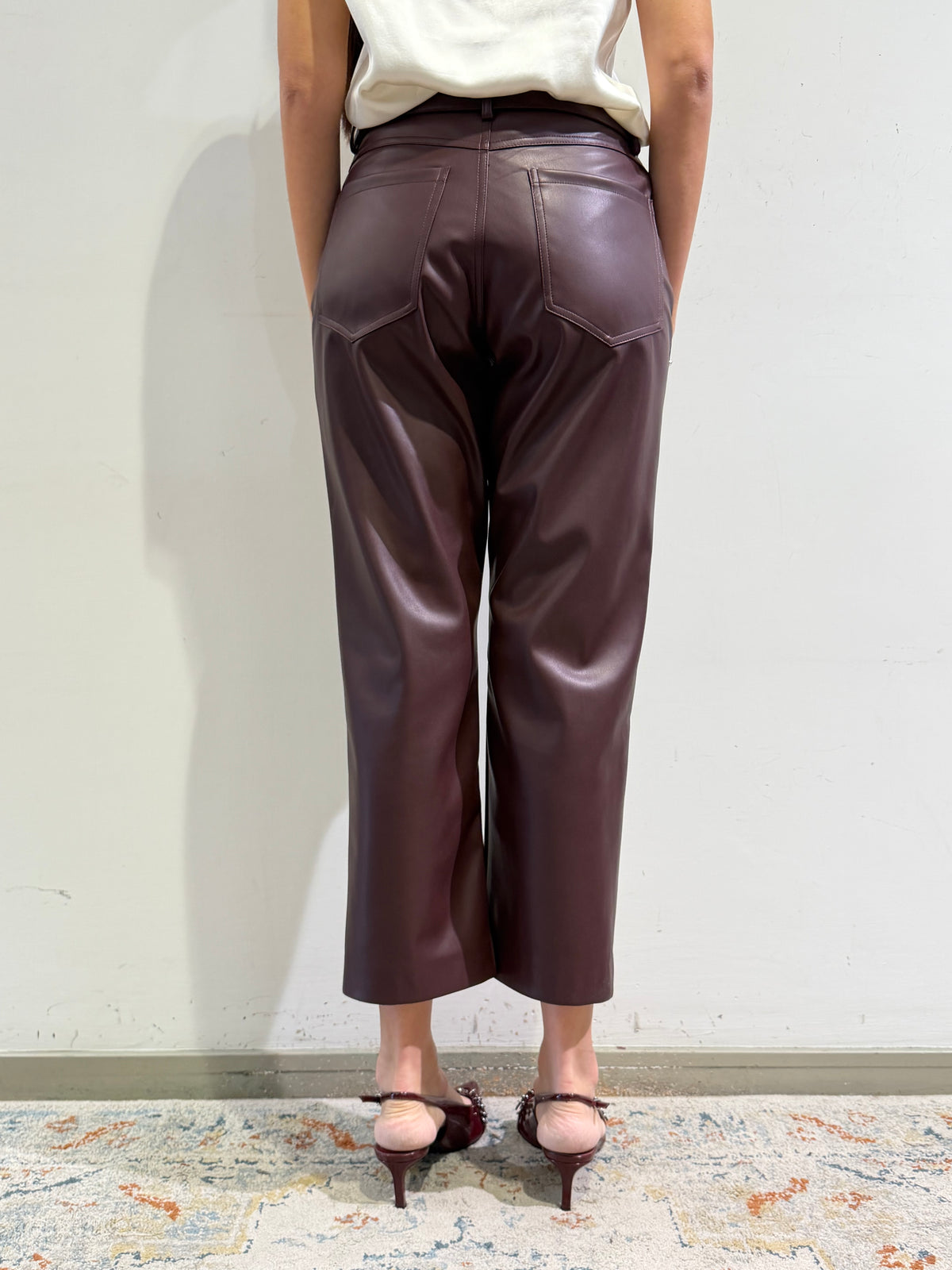 Motel - Pantalone ecopelle bordo