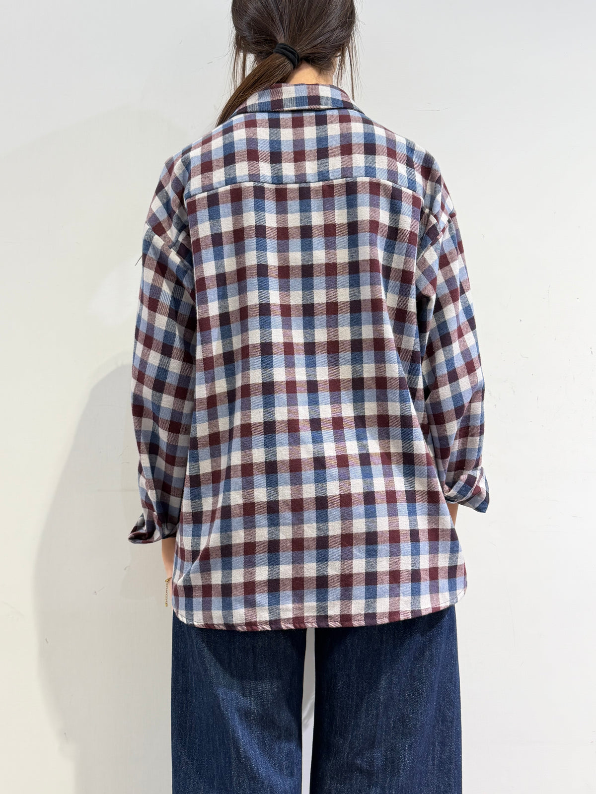 Motel - Camicia quadri bianco blu e bordeaux