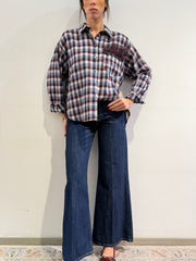 Motel - Camicia quadri bianco blu e bordeaux