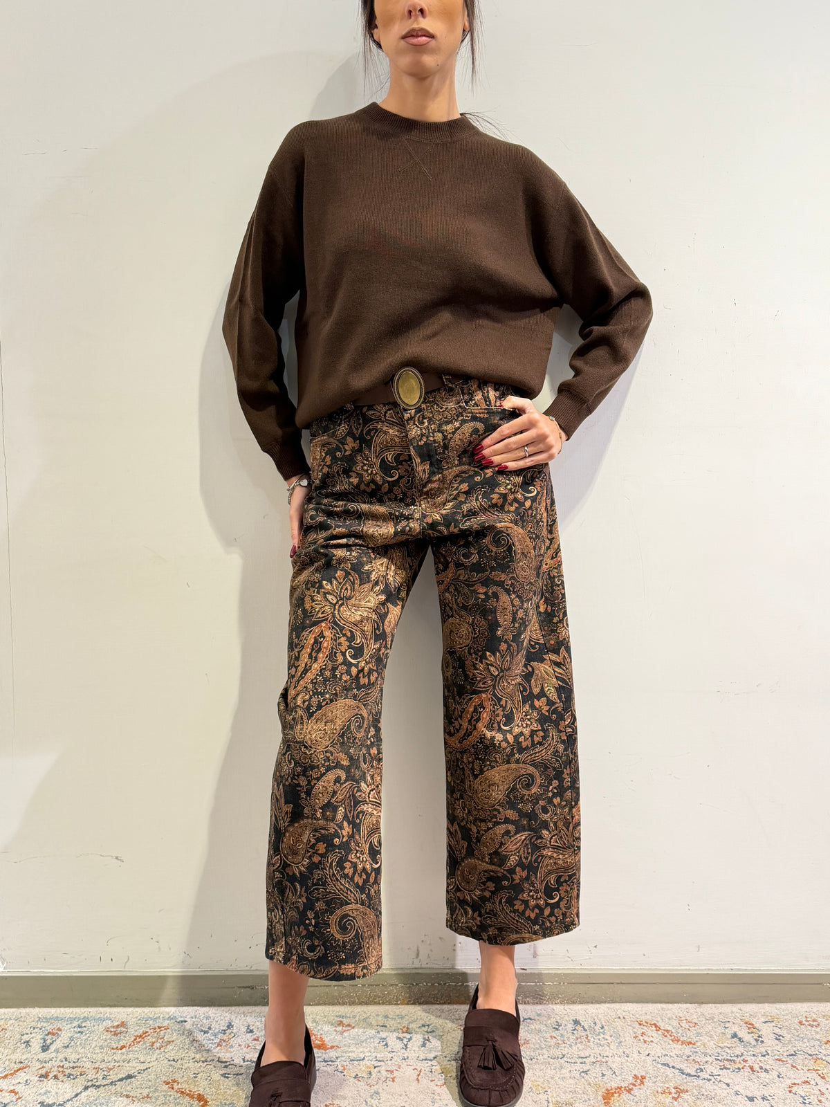 Motel - Pantalone fantasia cashmere nero e moro