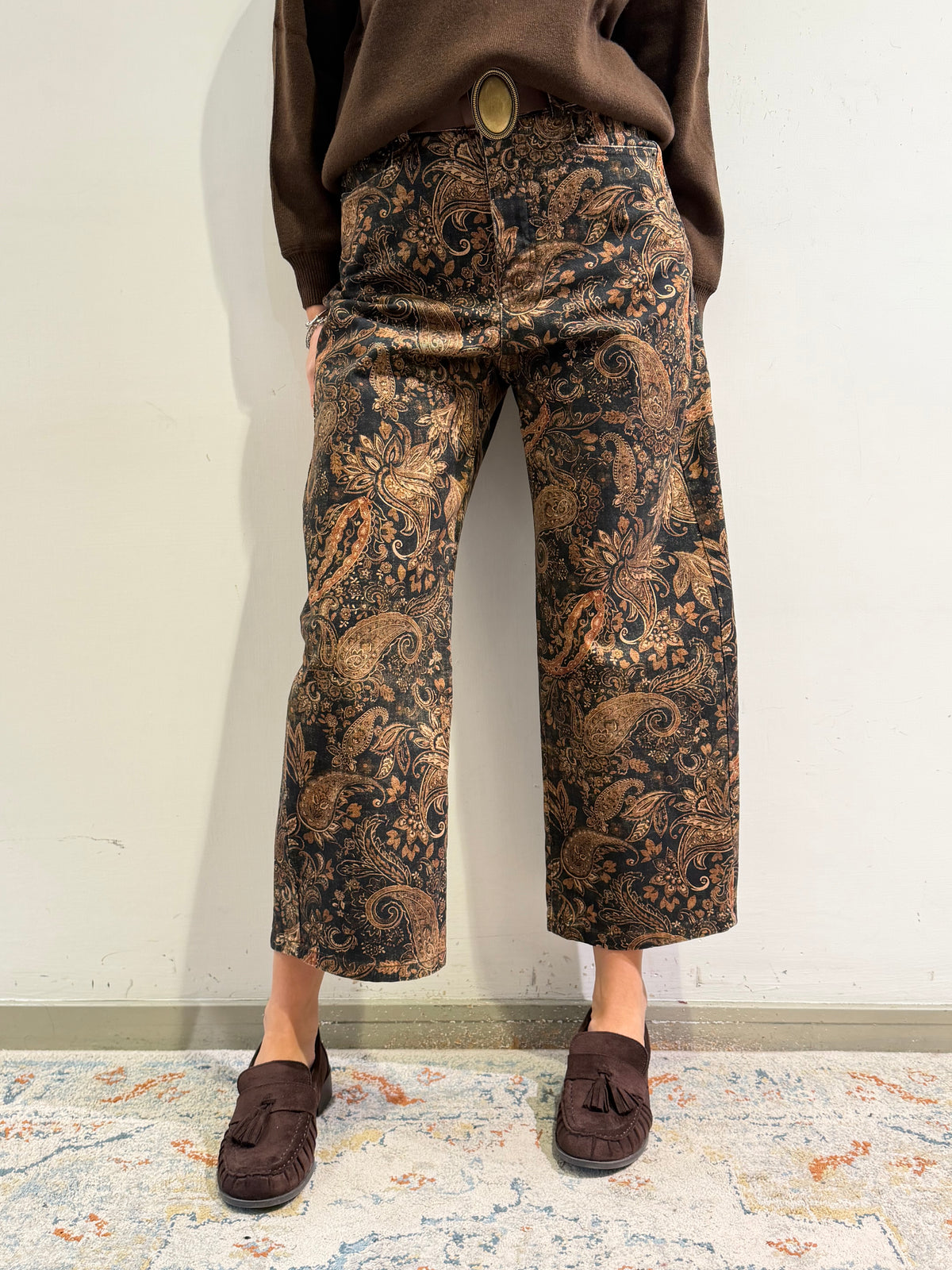 Motel - Pantalone fantasia cashmere nero e moro