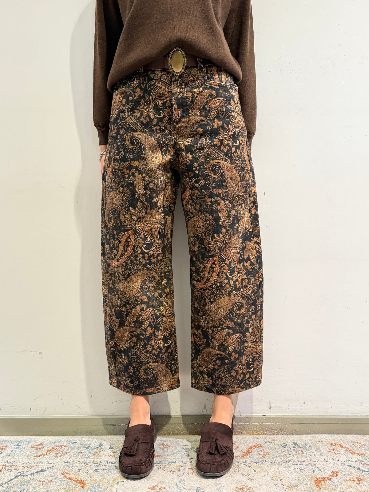 Motel - Pantalone fantasia cashmere nero e moro